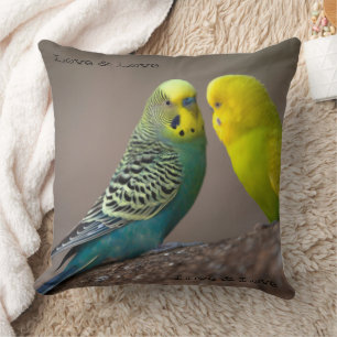 Custom Two parrot image with Love Text  Throw Pillow