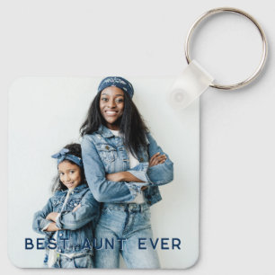 Custom Two Photo Best Aunt Ever Keychain
