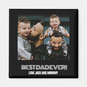 Custom Two Photo Collage Fathers Day Magnet