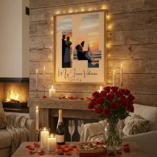 Custom Two Photo & Date Anniversary Valentine’s Poster