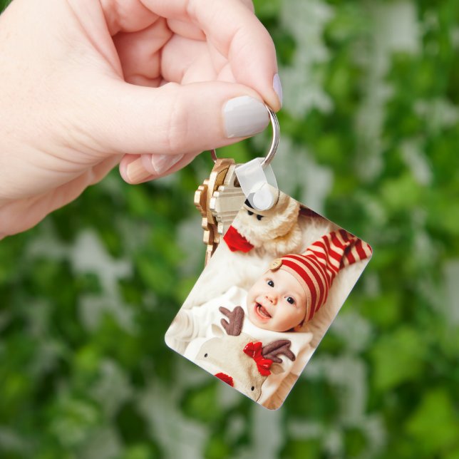 Custom Two Photo Double Sided Aluminum Keychain (Hand)