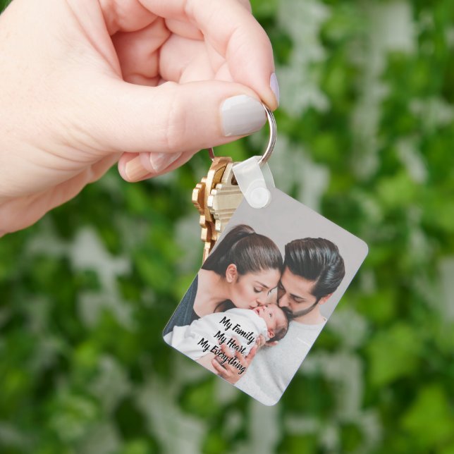 Custom Two Photo Double Sided Aluminum Trends Keychain (Hand)