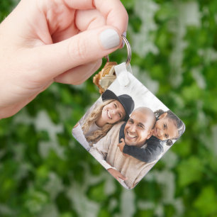 Custom Two Photo Double Sided Family Photo Keychain