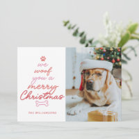 Custom Two Photo Funny Pet Dog Woof Christmas Fun