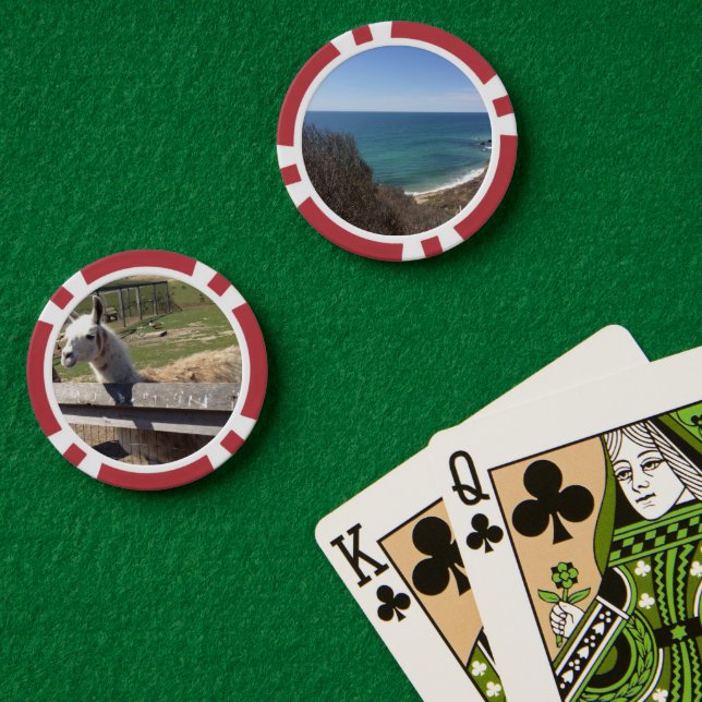 Custom two photo image picture personalized poker chips (Poker Table (Double))