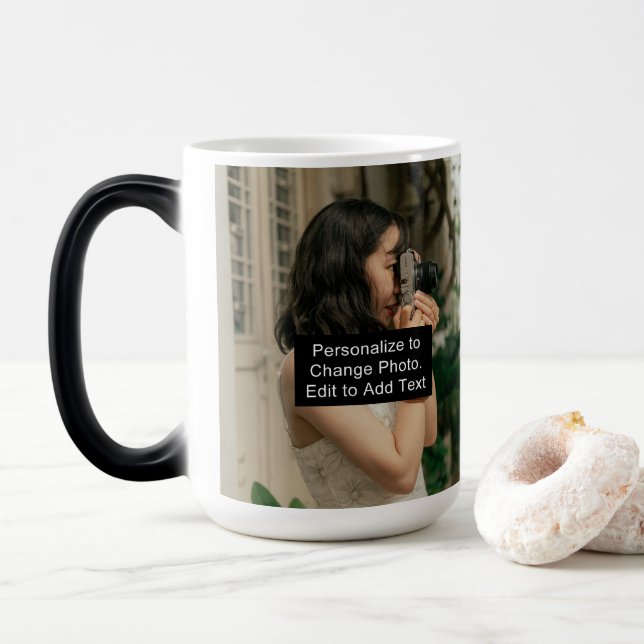 Custom Two Photos Artwork Slogan 15 oz Morphing Magic Mug (With Donut)