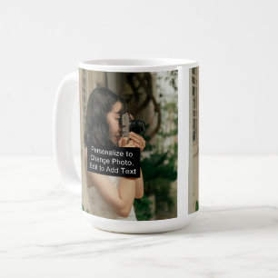 Custom Two Photos Artwork Slogan Classic 15 oz Coffee Mug