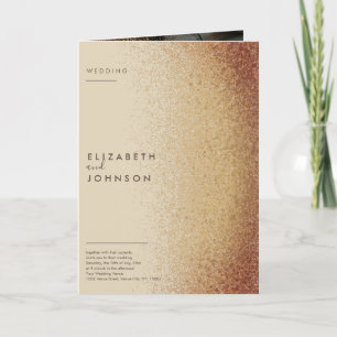 Custom Two Photos Gold Glitter Monogrammed Wedding Invitation