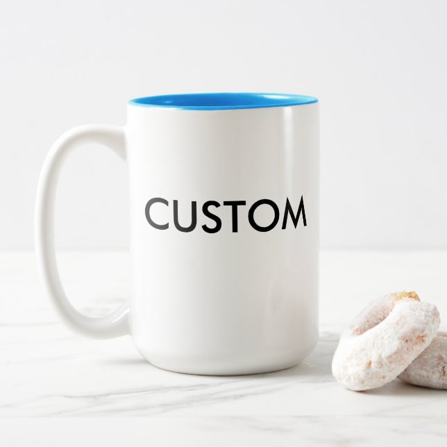 Custom Two-Tone Large 15oz Mug - LIGHT BLUE Inside (With Donut)