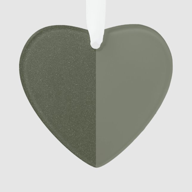 Custom Two-Tone Moss Green Heart Acrylic Ornament (Front)