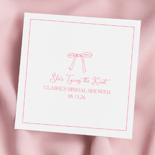 Custom "Tying the Knot" Pink Bow Bridal Shower Napkin