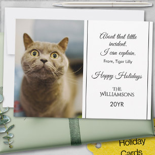 Custom Type Funny Family Pet Naughty List 1 Photo Holiday Card