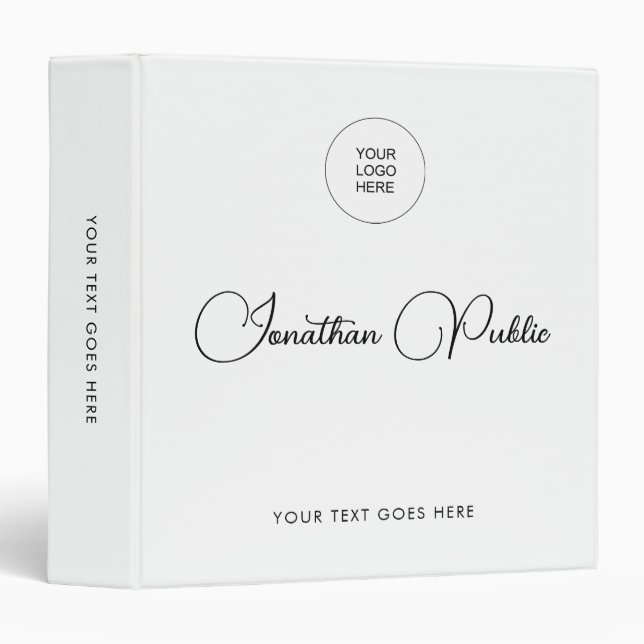 Custom Typed Name Elegant Template Company Logo Binder (Front/Spine)