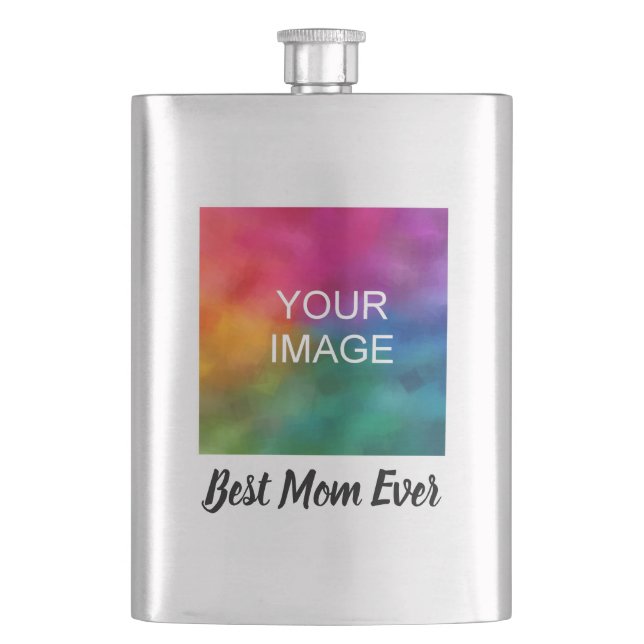 Custom Typography Best Mom Ever Cute Template Hip Flask (Front)