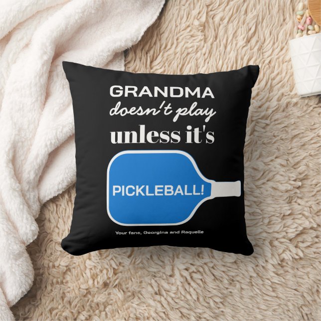 Custom Typography Funny Pickleball Player Grandma Throw Pillow (Blanket)