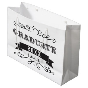 Custom Typography Graduate Scroll eal Large Gift Bag