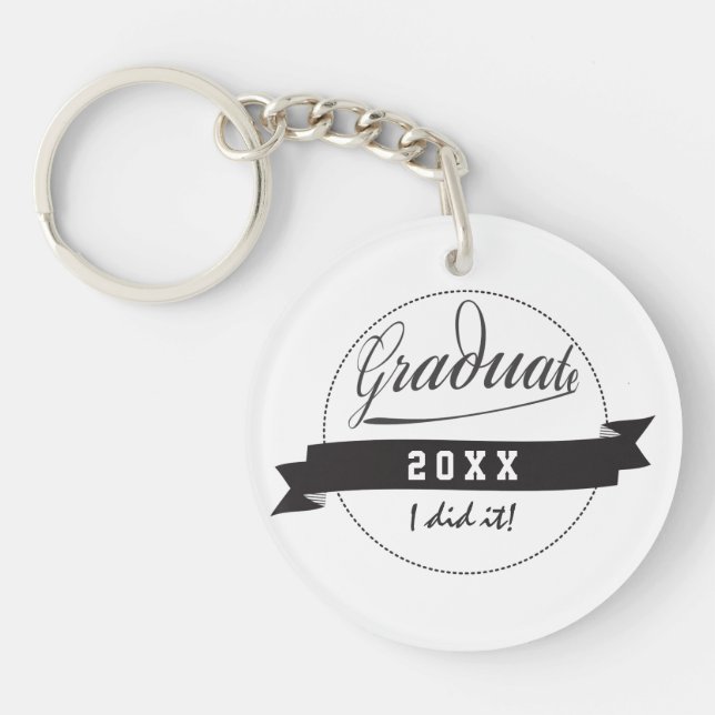 Custom Typography Graduate Seal Keychain (Front)