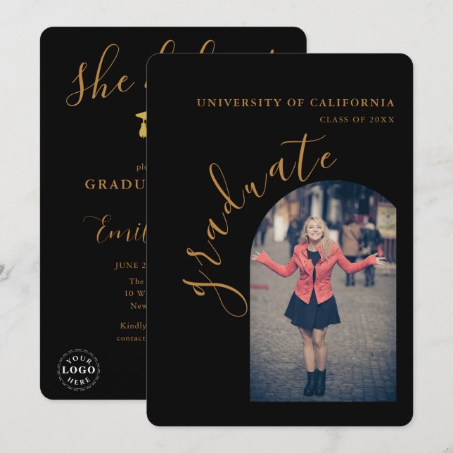 Custom Typography Graduation Party Invitation Card (Front/Back)