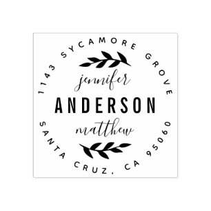 Custom Typography Married Couple Return Address Rubber Stamp