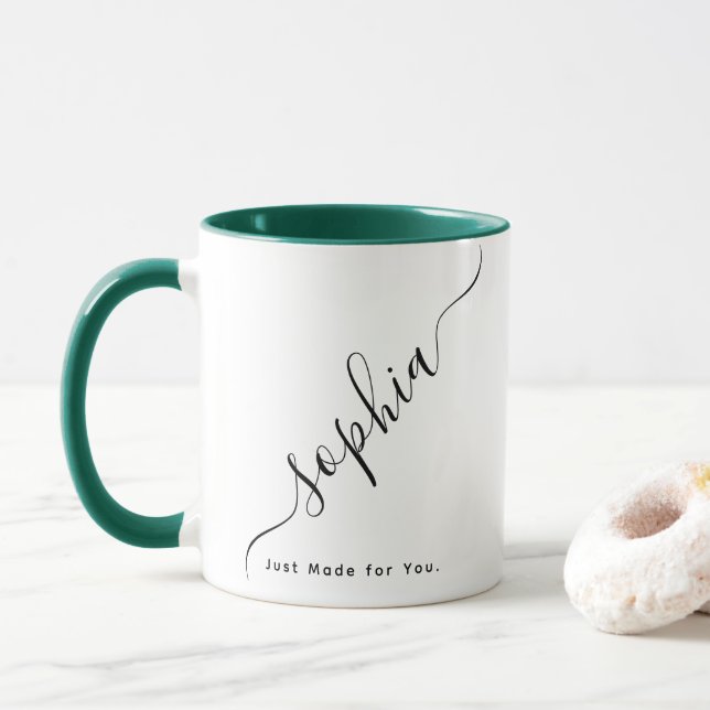 Custom Typography Name Coffee Mug (With Donut)