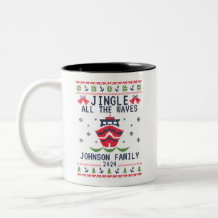 Custom Ugly Christmas Cruise Family Matching Group Two-Tone Coffee Mug