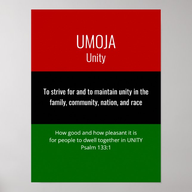 Custom UMOJA Unity Kwanzaa Poster (Front)