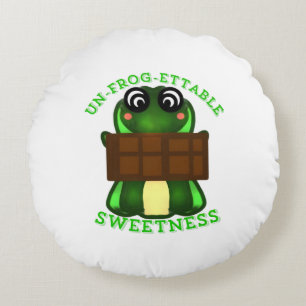 Custom Un-frog-ettable Sweetness Frog Gift Round Pillow