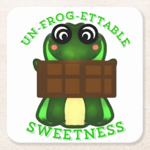 Custom Un-frog-ettable Sweetness Frog Gift T-Shirt Square Paper Coaster