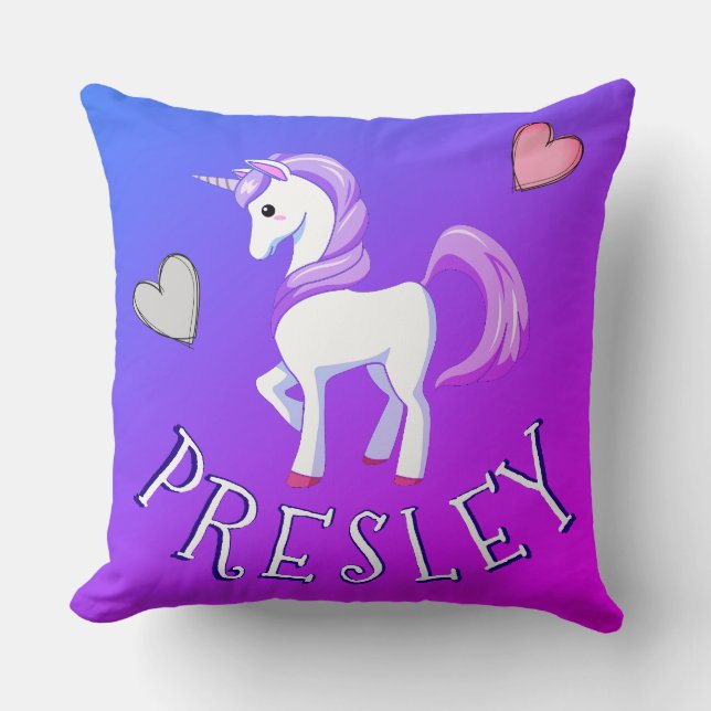 Custom Unicorn Girl Name Pillow Cool Kids Gift! (Front)