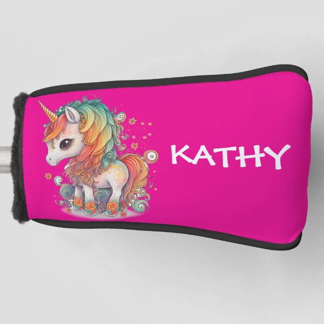 CUSTOM UNICORN PINK GOLF HEAD COVER (Front)