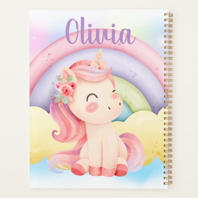 Custom Unicorn Spiral Planner – Personalized Gift (Back)