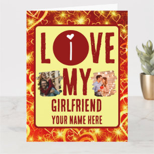 Custom Unique 2 photo Collage I Love My Girlfriend Card