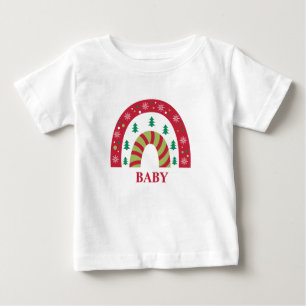 Custom Unique Family Christmas Boho Rainbow Baby T-Shirt