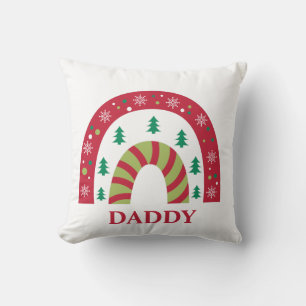Custom Unique Family Christmas Boho Rainbow Throw Pillow