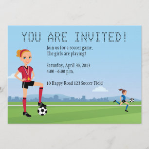 Custom Unique Girl Soccer Player Invitation
