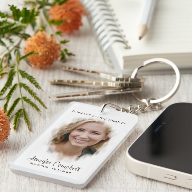 Custom Unique Personalized Classic Photo Memorial Keychain (Front Right)