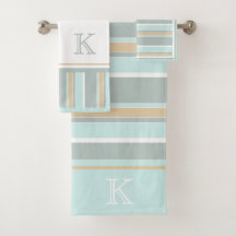 Custom Unique Seafoam Green White Tan Stripe Art
