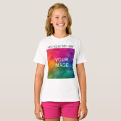 Custom Upload Photo Add Text Template Kids Girls T-Shirt (Front Full)