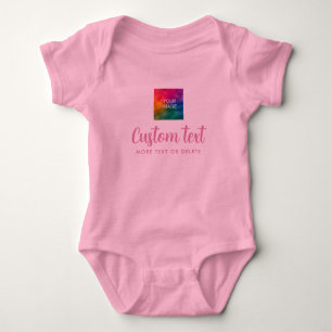 Custom Upload Photo Custom Text One-Pieces Pink Baby Bodysuit