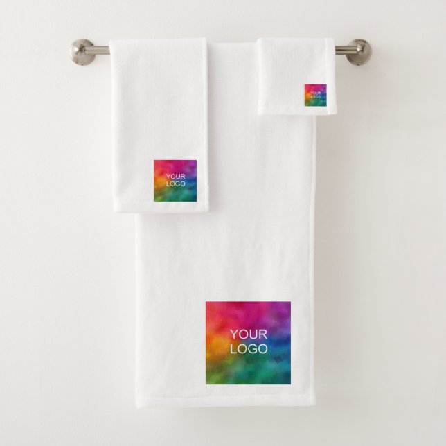 Custom Upload Your Business Logo And Text Modern Bath Towel Set (Insitu)