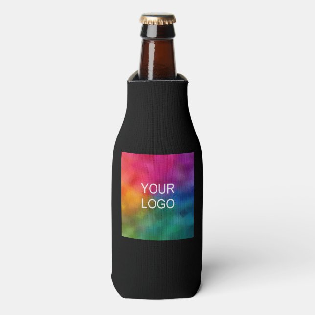 Custom Upload Your Business Logo Modern Template Bottle Cooler (Bottle Front)