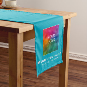 Custom Upload Your Business Logo Solid Colour Azur Long Table Runner