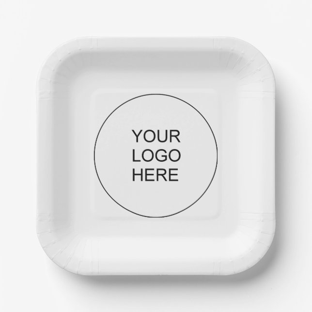 Custom Upload Your Company Business Logo Text Paper Plate (Front)