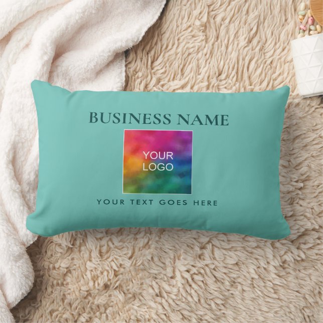 Custom Upload Your Logo Add Text Minimal Template Lumbar Pillow (Blanket)