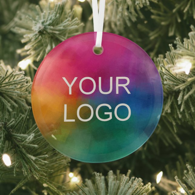 Custom Upload Your Own Business Logo Circle Glass Ornament (Insitu)