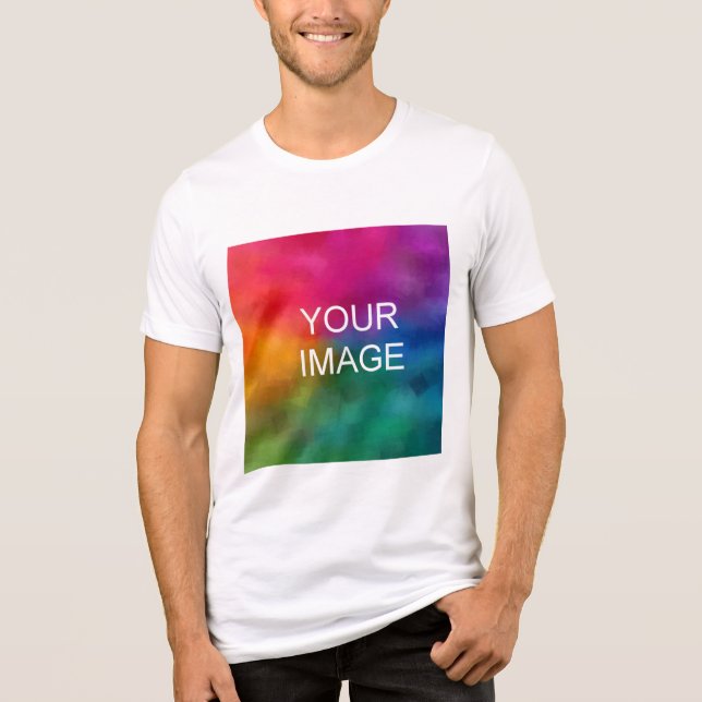 Custom Upload Your Own Photo Buy Online Mens White Tri-Blend Shirt (Front)