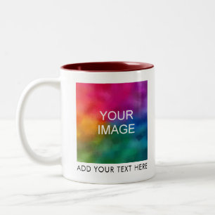 Custom Upload Your Photo or Logo Modern Minimalist Two-Tone Coffee Mug