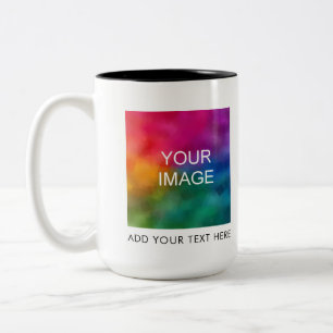 Custom Upload Your Photo or Logo Modern Minimalist Two-Tone Coffee Mug