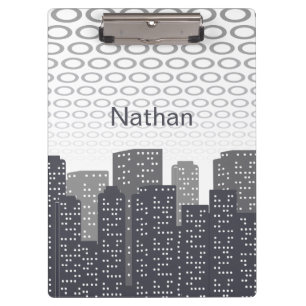 Custom Urban Cityscape Shades of Grey Personalised Clipboard