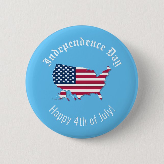 Custom US Map Flag Independence Day Happy July 4th 2 Inch Round Button (Front)